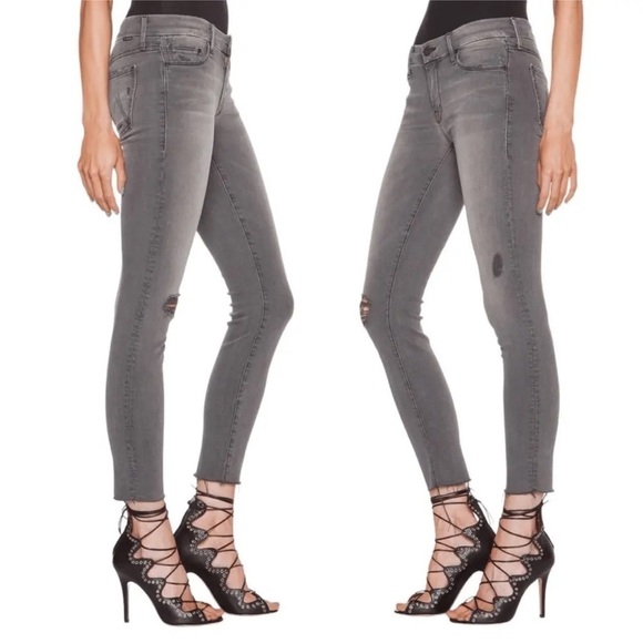 MOTHER Looker Ankle Fray Gray Last Chance Saloon Denim Skinny Jeans Size 25 - Picture 2 of 11
